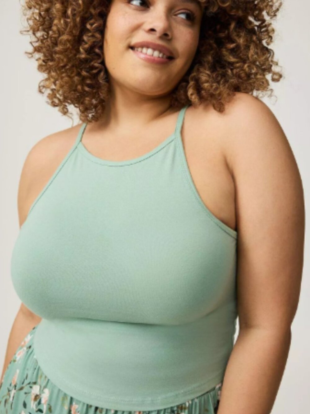 Torrid Size 1X Foxy High Neck Crop Top Light Green